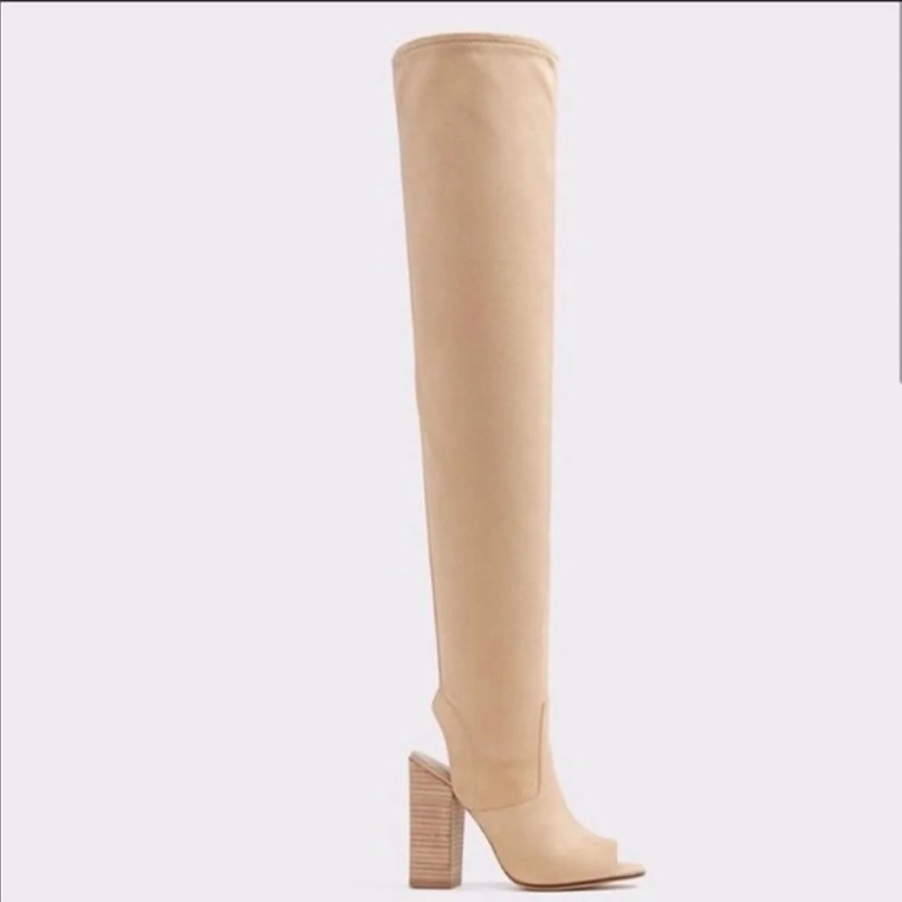 Aldo knee high beige suede heels